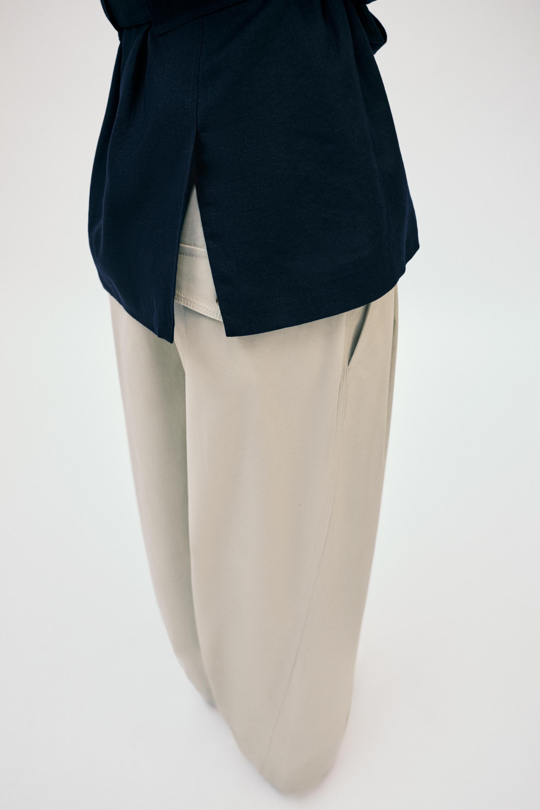 VESTE TRENCH EN LIN À CEINTURE